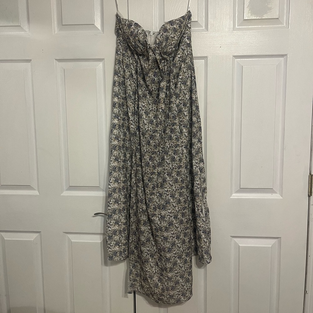 lulus floral print strapless maxi dress